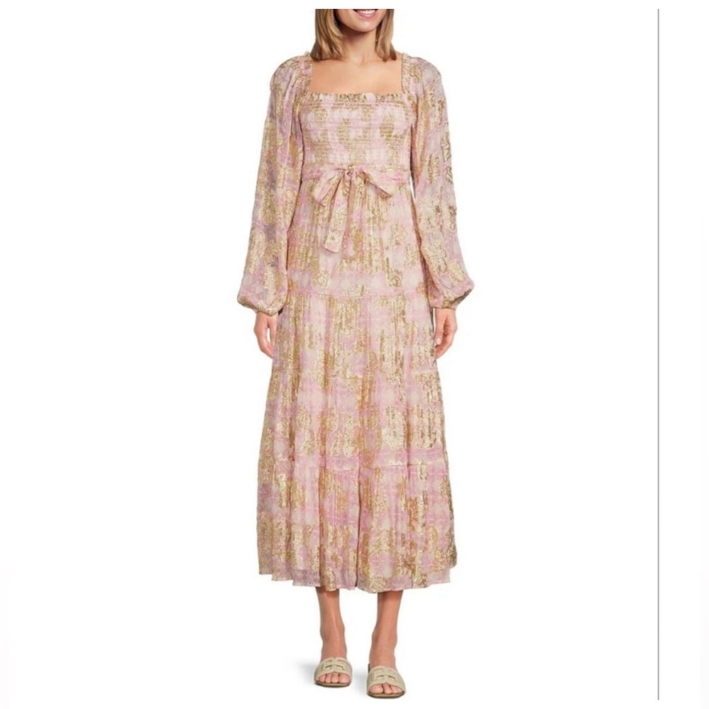 A LOVES A LUREX METALLIC TRELLIS MIDI DRESS (Sz M)